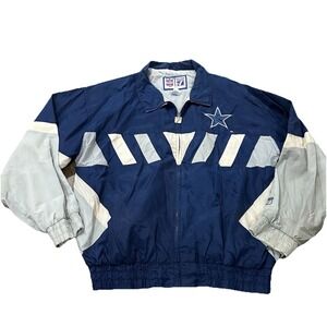 VINTAGE Dallas Cowboys Jacket Mens Large Blue White Logo Athletic Football NFL